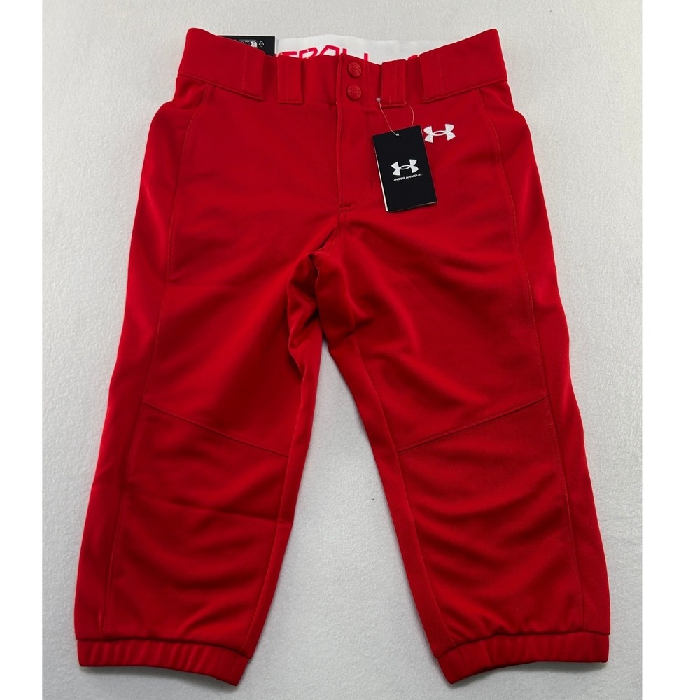 Under Armour Women's Red Baseball Pants Cropped Size XS NEW - Picture 1 of 9